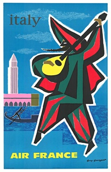 Air France Italy Vintage Poster – Venice Carnival by Guy Georget
