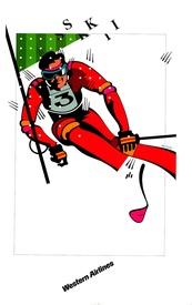 Ski Western Airlines travel poster
