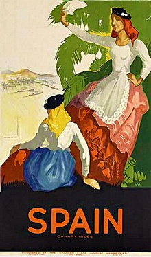 Original 1930s Spain Canary Isles Travel Poster – Jose Morell Vintage Spanish Tourism Lithograph