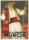 1953 Fiestas de Primavera Murcia Vintage Poster – Spanish Spring Festival Lithograph, Linen-Backed