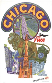 David Klein “Chicago” — Original 1950s TWA Poster | Linen-Backed Vintage Travel Art