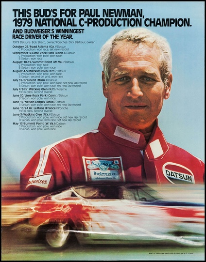 Paul Newman Budweiser Racing Poster