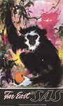 Far East SAS Original Vintage Travel Poster – Otto Nielsen Monkey Illustration, Scandinavian Airline