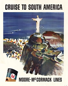 Original Dong Kingman "Cruise to South America" Moore-McCormack Vintage Poster — Linen-Backed, Fine