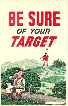Original NRA “Be Sure of Your Target” Gun Safety Poster | Vintage National Rifle Association Lithogr
