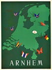 Arnhem Holland Vintage Travel Poster – Dutch Butterfly Map Tourism Poster