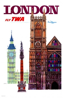 David Klein – Fly TWA London, c. 1960s Original Lithographic Poster