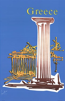 Greece Vintage Travel Poster – Georges Mathieu Modernist Greece Tourism Poster (English)