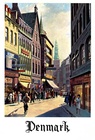 Denmark Copenhagen Street Scene Poster – Early 20th Century Danish Travel Style Cityscape
