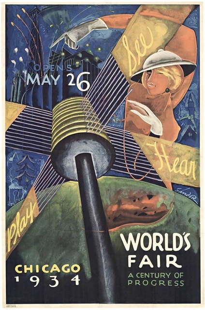 Chicago World’s Fair 1934 – A Century of Progress | Original Chicago Exposition Lithograph Poster