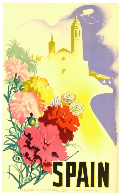 Original Sitges Spain Vintage Travel Poster – Josep (Jose) Morell Catalan Tourism Lithograph