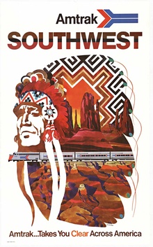 David Klein “Amtrak — Southwest” — Original 1970s Train Poster | Linen-Backed Vintage