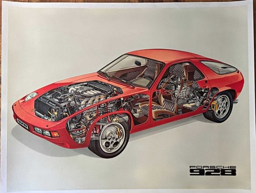 Porsche 928 Cutaway Technical Art poster