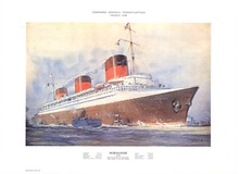 French French Line Normandie — 1935 Original Ocean Liner Poster