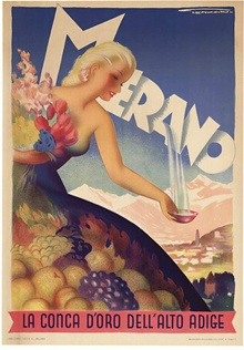 Merano Vintage Travel Poster – Franz Lenhart Rare Italian Lithograph, Linen-Backed
