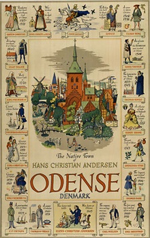 ODENSE — Original Vintage Travel Poster (linen-backed), Olle Hjortzberg