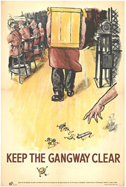 Title: Keep the Gangway Clear – Original WWII British Factory Safety Poster (c.1944)