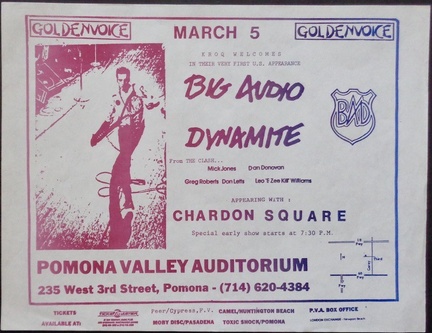 Big Audio Dynamite: Pomona 1986 (Handbill)