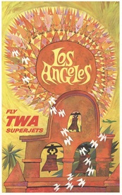 Original David Klein TWA Los Angeles Poster — Mid-Century Travel Lithograph (Linen-Backed)