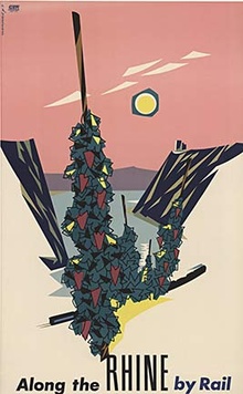 Original “Along the Rhine by Rail” Travel Poster | Vintage European Railway Tourism Lithograph