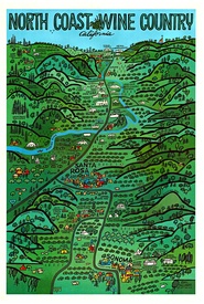 Original 1975 North Coast Wine Country California Vineyards, Earl Thollander California Wine poster