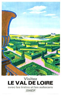 Visitez le Val de Loire – SNCF French Railways – Bernard Villemot 1967 Original Vintage Poster
