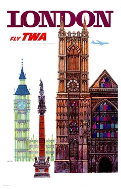 David Klein – Fly TWA London, c. 1960s Original Lithographic Poster