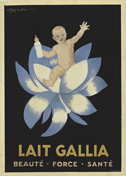 Lait Gallia, 1931: Leonetto Cappiello's Baby in the Flower—A Rare Advertising Masterpiece