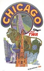 David Klein “Chicago” — Original 1950s TWA Poster | Linen-Backed Vintage Travel Art