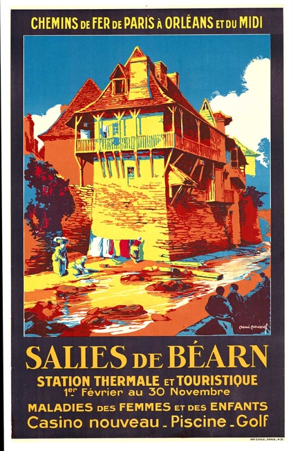 Salies de Bearn Thermal Spa Casino - 1931 Rene Roussell Vintage Travel Poster