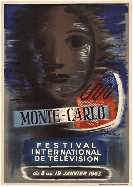 1963 Monte Carlo Television Festival Vintage Poster – Molné | Festival International de Télévision M
