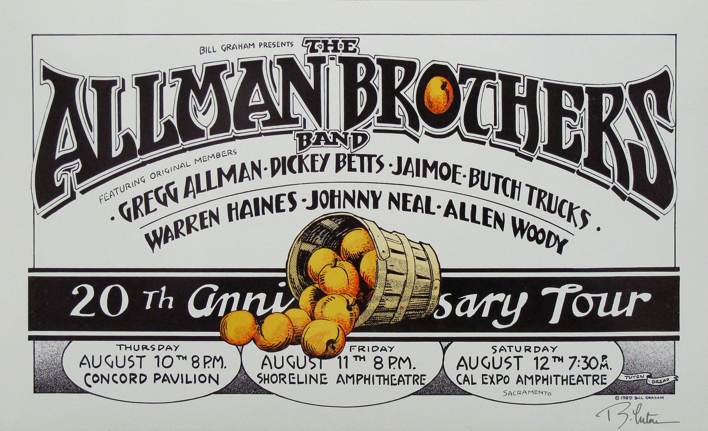 Allman Brothers 20th Anniversary Rock Concert Poster