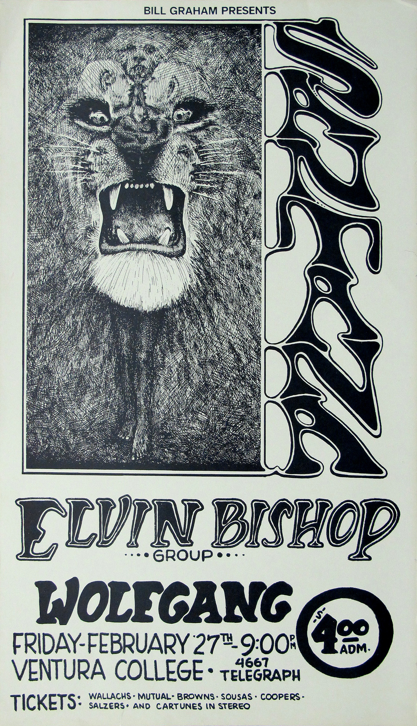 Santana and Elvin Bishop Concert Poster