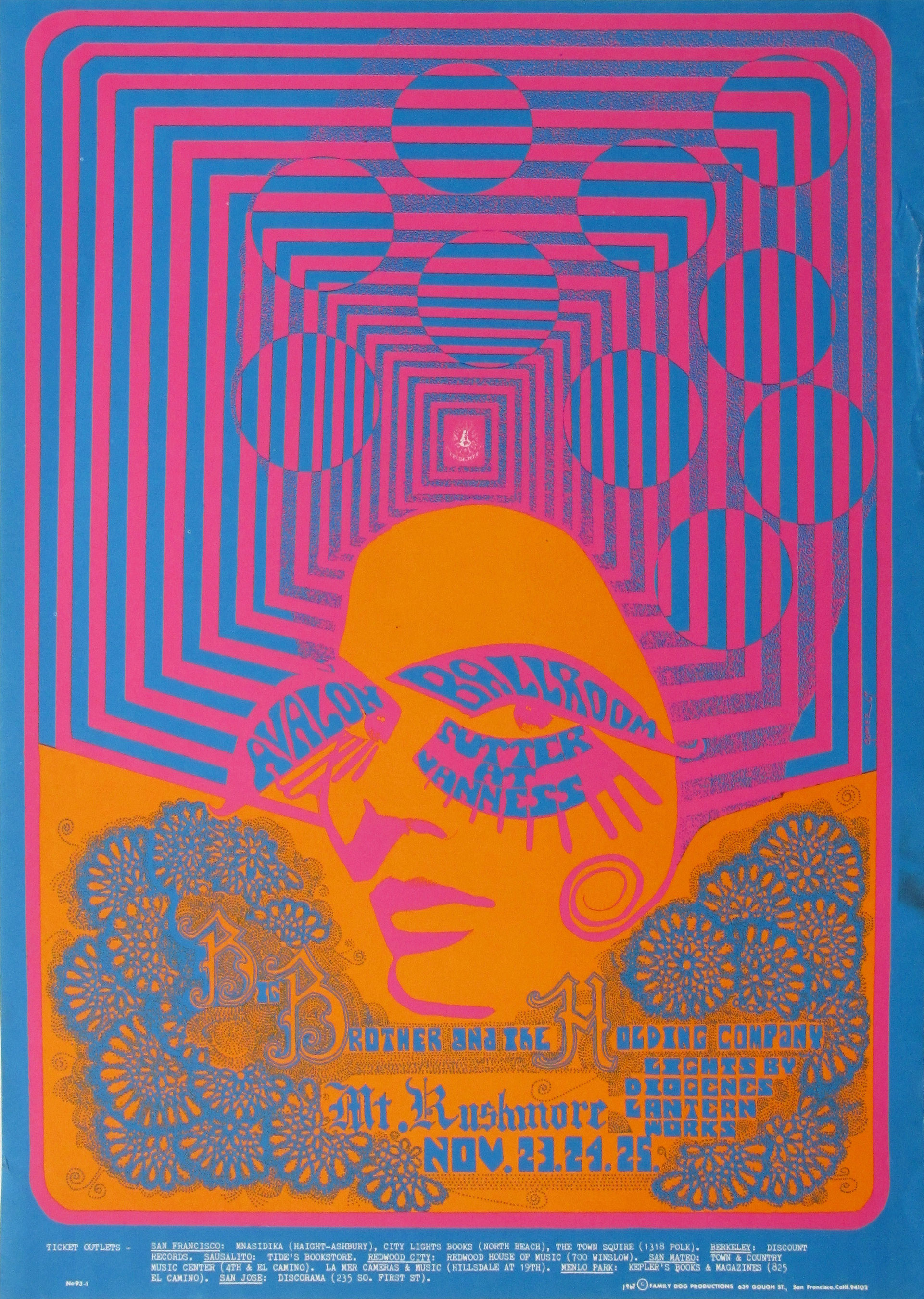 Big Brother And The Holding Company and Mt. Rushmore Concert Poster