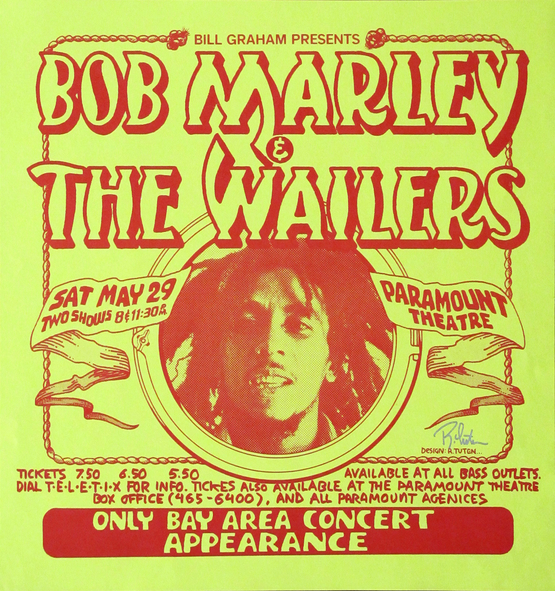 Bob Marley and The Wailers Concert Poster