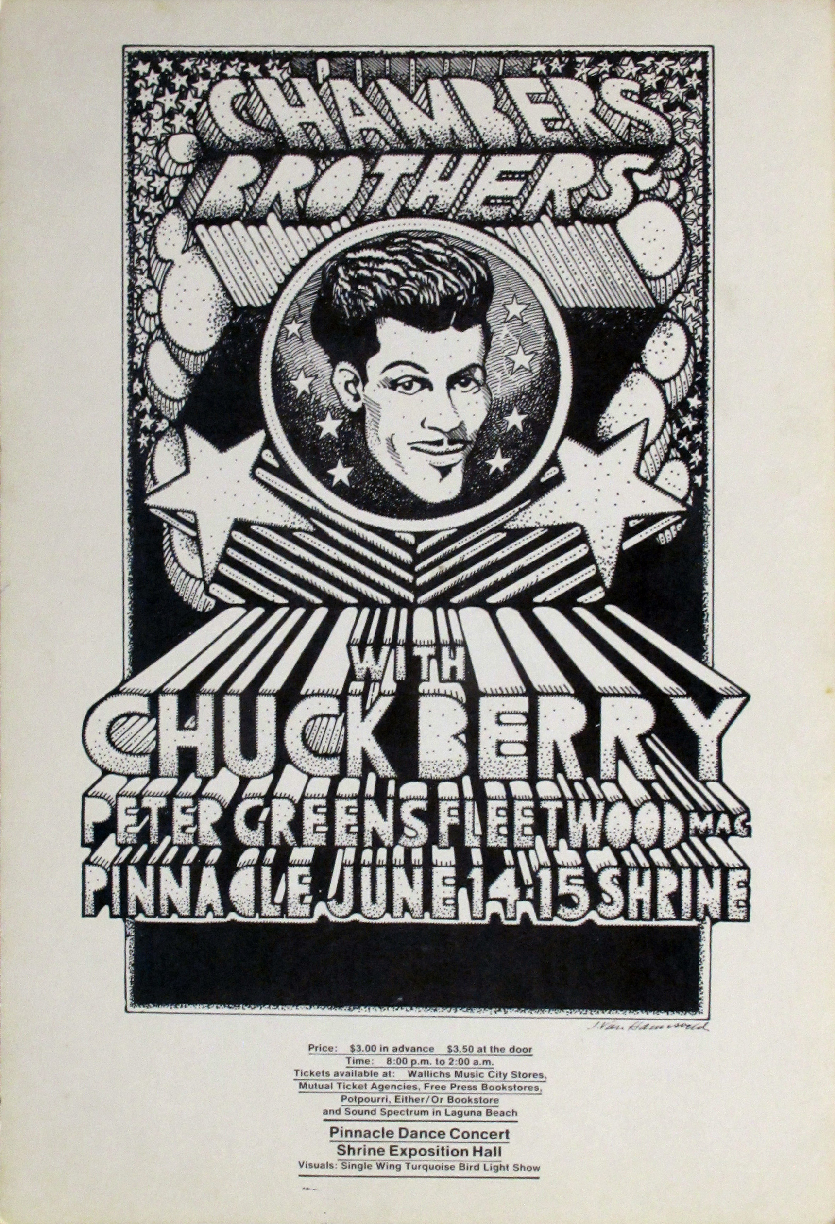 Chambers Brothers, Chuck Berry & Fleetwood Mac Handbill