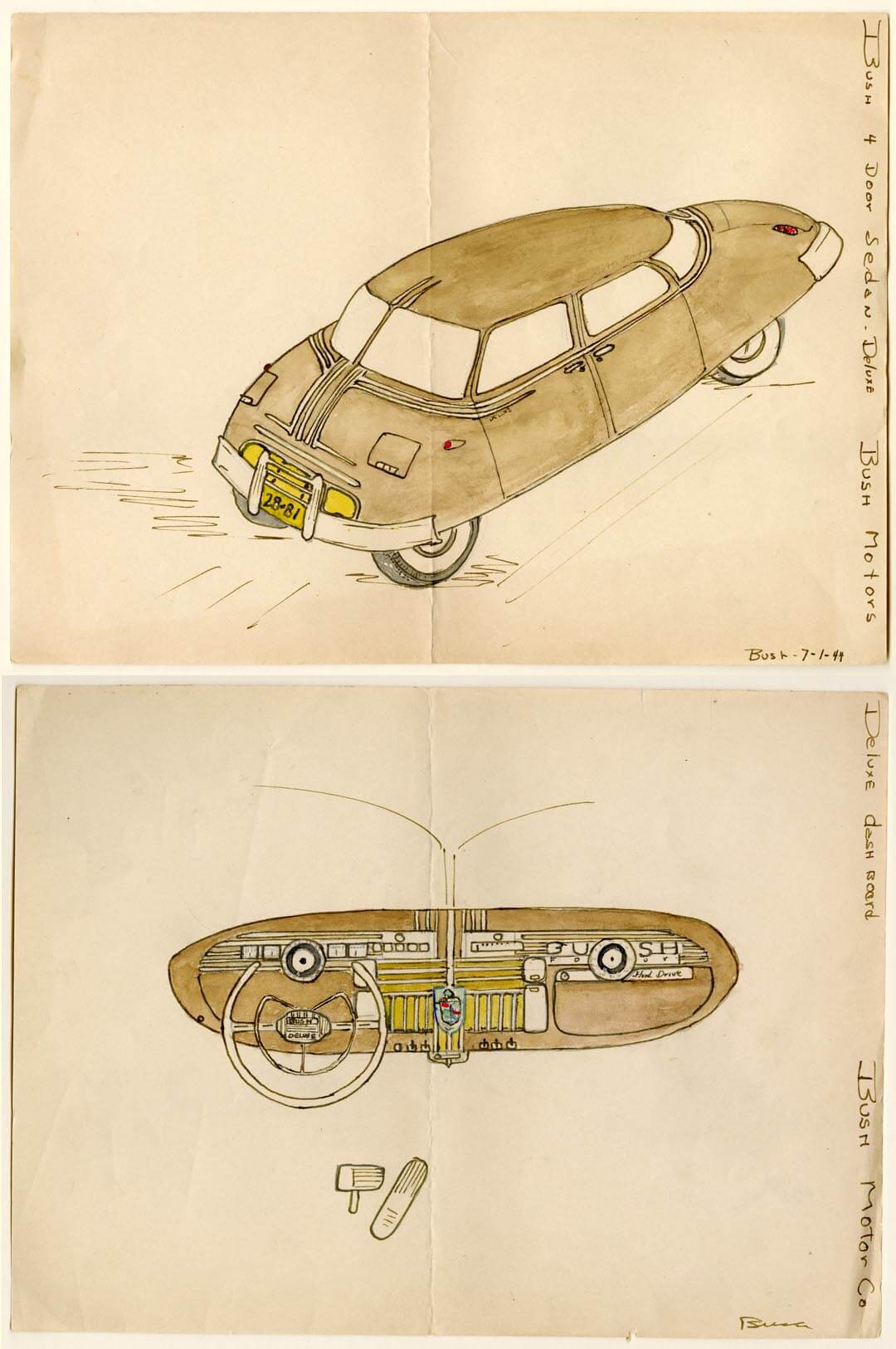 Concept Car and Dashboard Drawings No. 3
