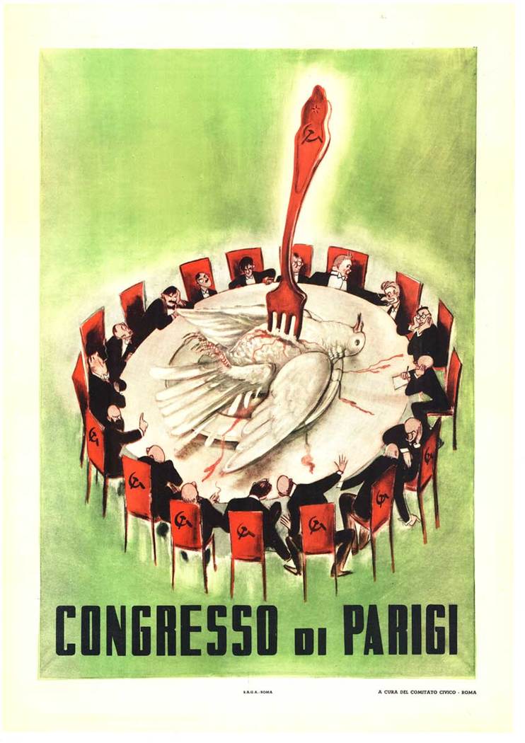 Original “Congresso di Parigi” 1949 Anti-Communist Propaganda Poster | Italian Vintage Lithograph |