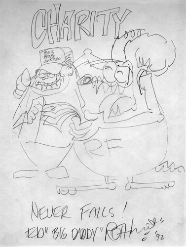 Ed Big Daddy Roth Original Pencil Drawing Charity Never Fails!
