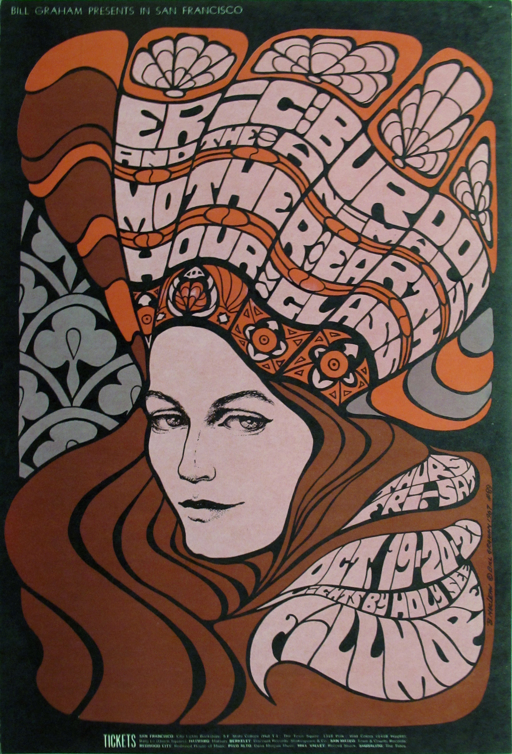 Eric Burdon And The Animals And Hour Glass Original Concert Poster