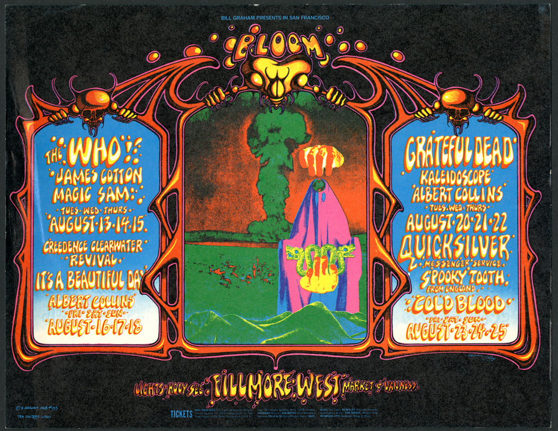 Fillmore West Postcard: The Who, Creedence Clearwater Revival, Grateful Dead