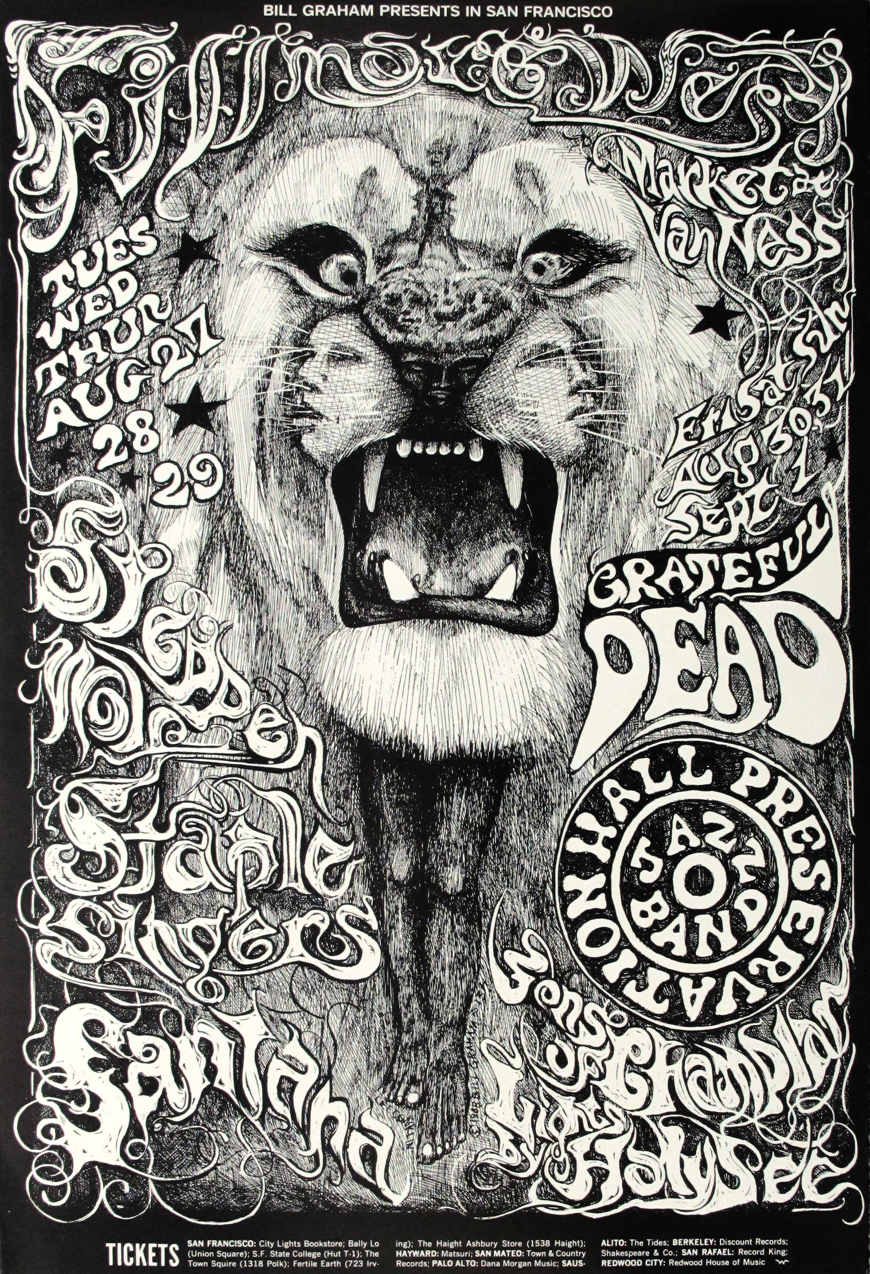 Grateful Dead and Santana Concert Poster