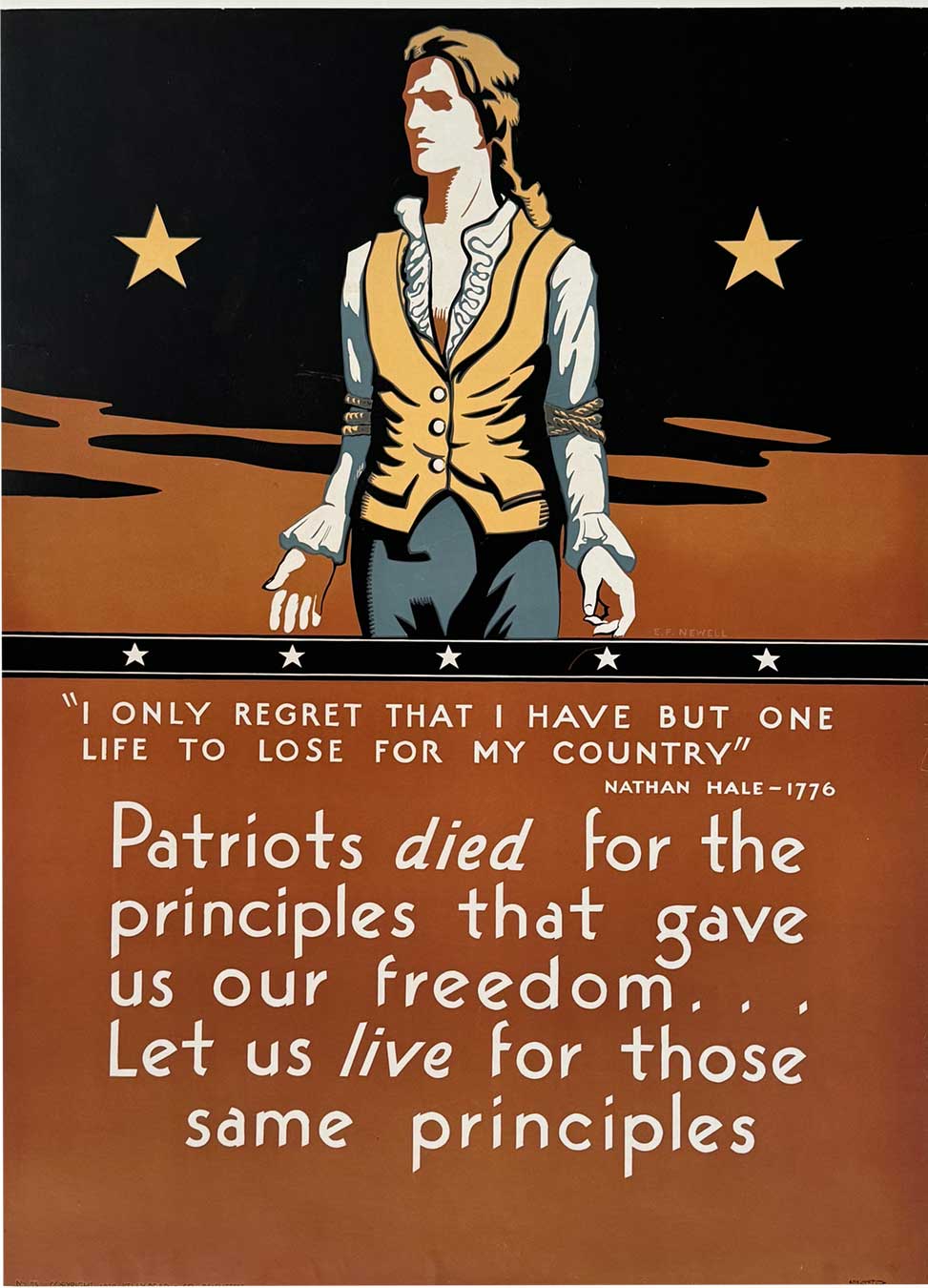 I regret I have only one Life - 1939 litho.Original 1939 Nathan Hale “I Only Regret I Have But One L