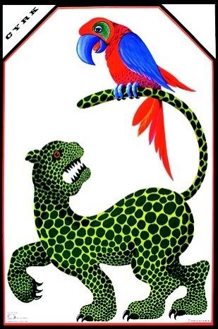 Jaguar with parrot on tail