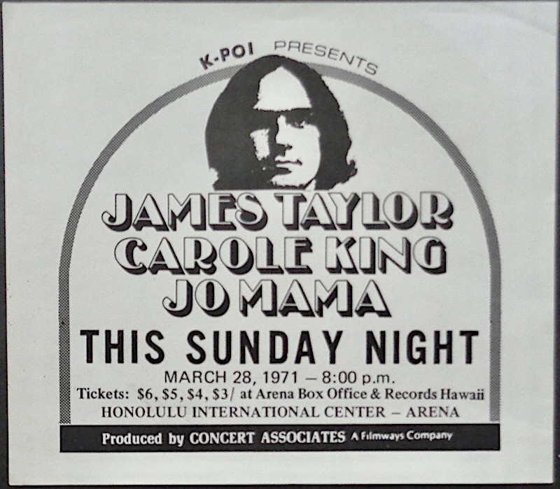 James Taylor / Carole King: Honolulu 1971 (Handbill)