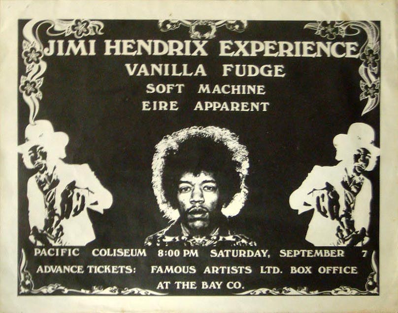 Jimi Hendrix and Vanilla Fudge Concert Handbill