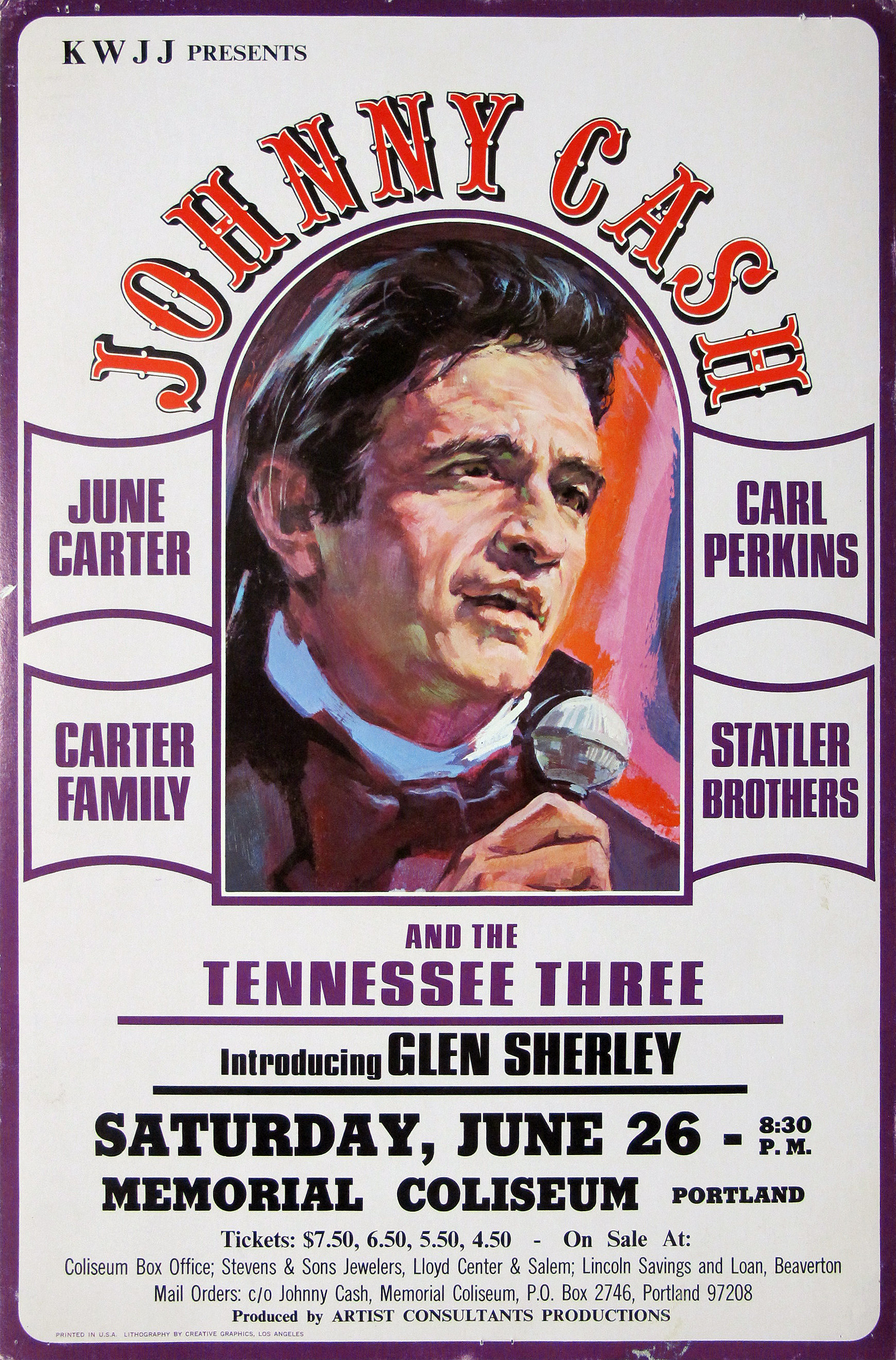 Johnny Cash, June Carter And Carl Perkins Original Concert Poster