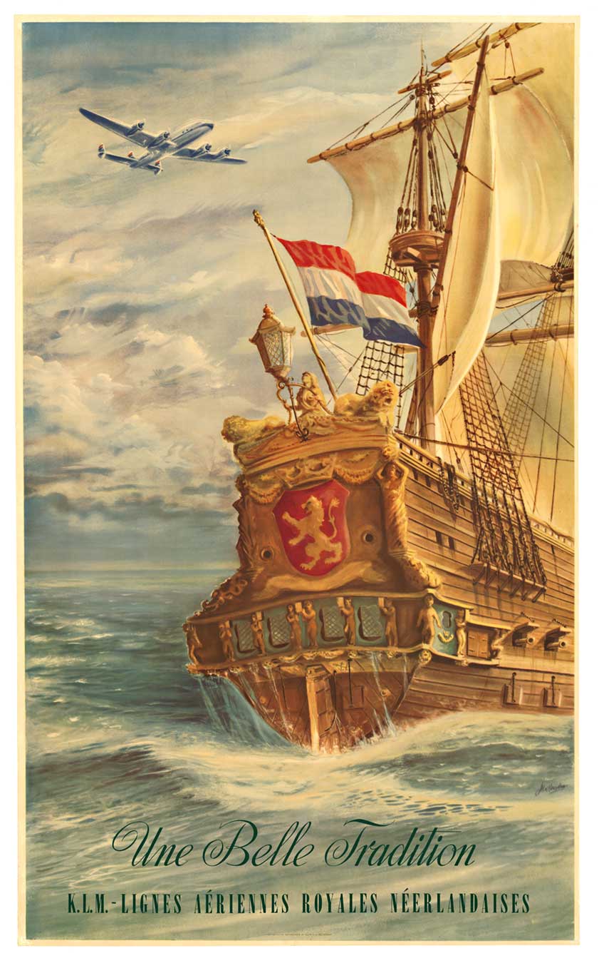 KLM Constellation Airline Poster – Royal Dutch Airlines Vintage Aviation Poster