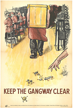 Title: Keep the Gangway Clear – Original WWII British Factory Safety Poster (c.1944)