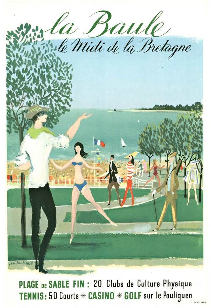 La Baule – Le Midi de la Bretagne Vintage French Travel Poster | La Baule Beach